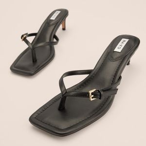 NA-KD Black Buckle Toe Strap Kitten Heels